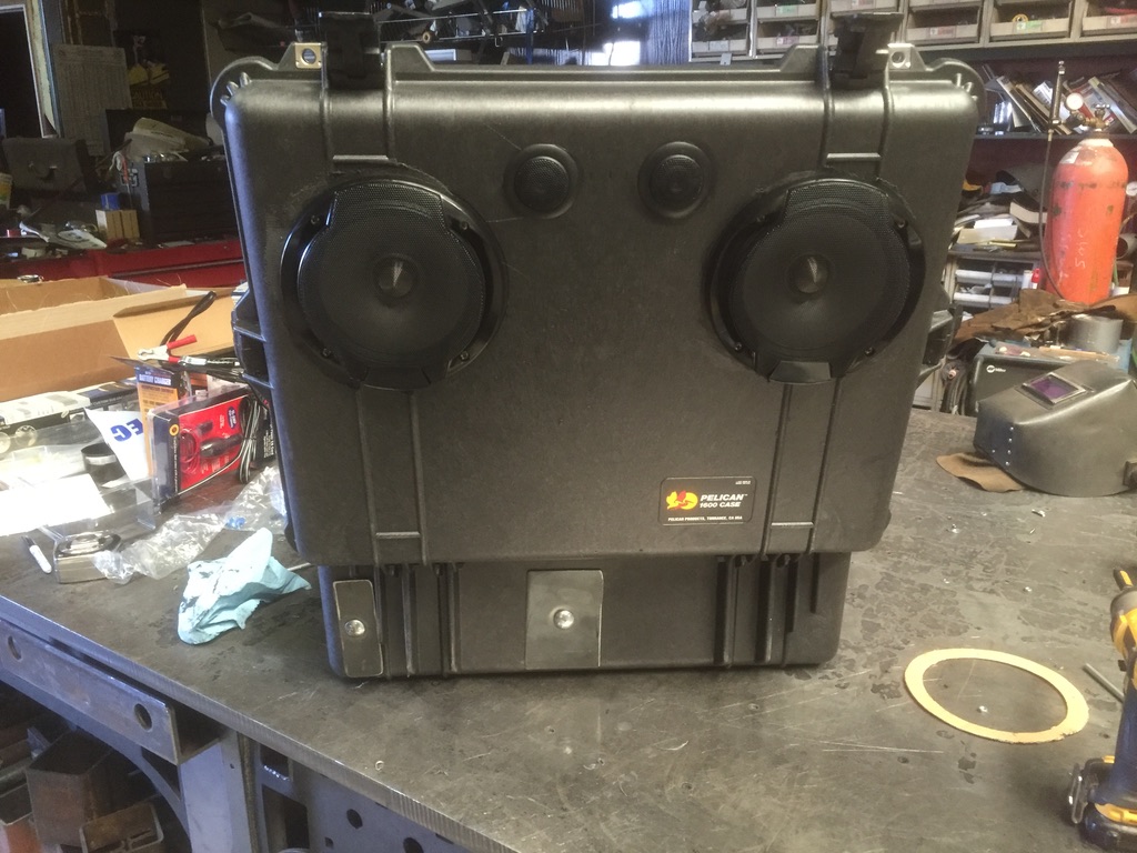 Finished Pelican 1600 Bluetooth boom box with Alpine speakers and tweeters