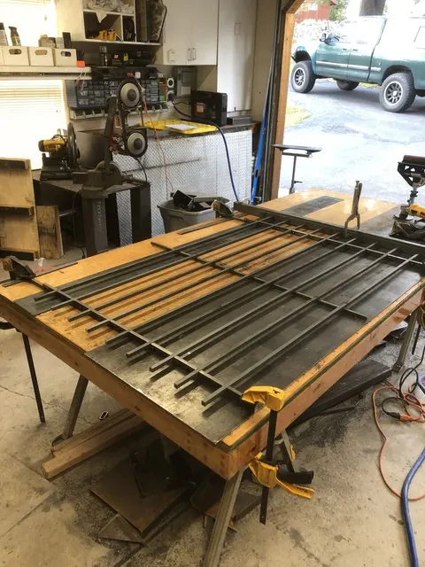 Custom metal fabrication in the CC Welding shop, Reno NV — material stock, jigs, fixtures and work in progress (photo 290 of 383)