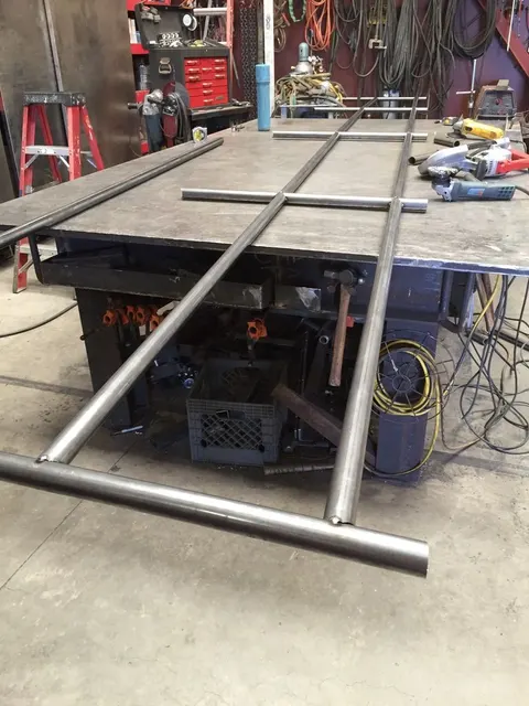 Custom metal fabrication in the CC Welding shop, Reno NV — material stock, jigs, fixtures and work in progress (photo 358 of 383)