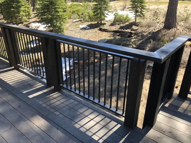 Custom railing and balustrade fabrication by CC Welding — stone-step handrails, cable rail and picket panels for Tahoe homes (photo 65 of 152)