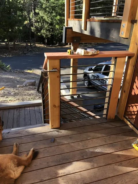 Custom railing and balustrade fabrication by CC Welding — stone-step handrails, cable rail and picket panels for Tahoe homes (photo 131 of 152)