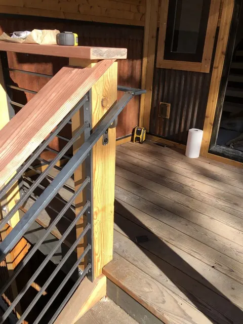 Custom railing and balustrade fabrication by CC Welding — stone-step handrails, cable rail and picket panels for Tahoe homes (photo 134 of 152)